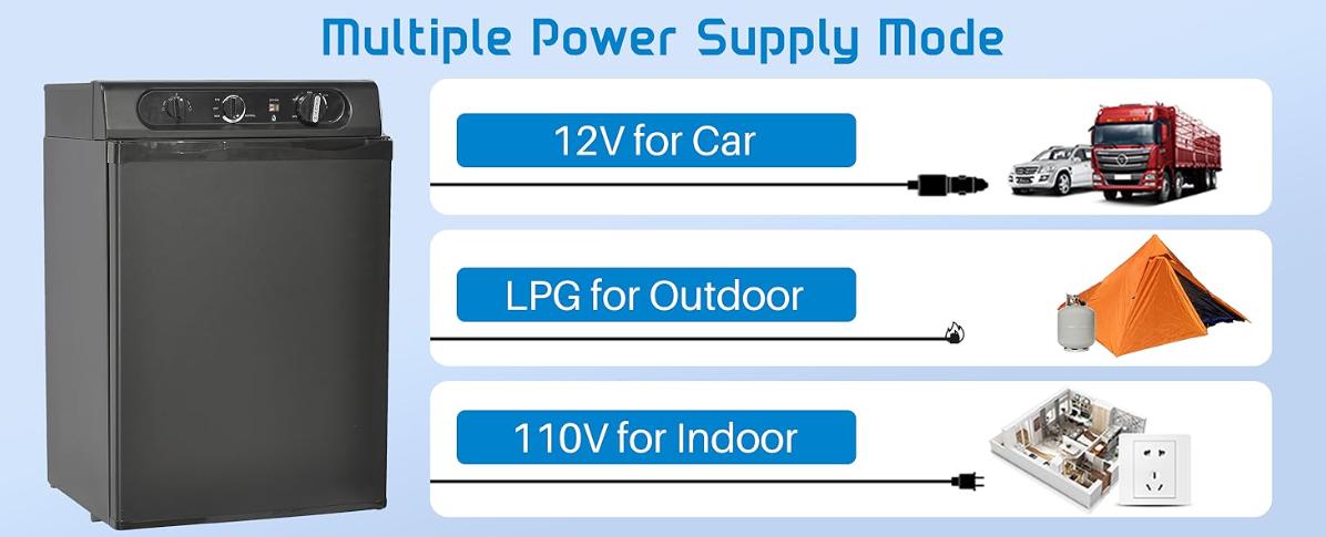 Smad 3 Way Gas Fridge Propane/AC/DC 12V 110V Motorhome 40L Leisure RV Cooler