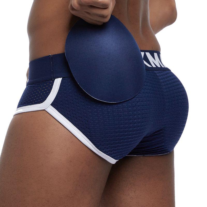 Boxer Mens Package and Butt Padded Underwear Enhancing Trunks Mesh Breathable with Hip-up Enhancing Removable Front and Hip Pads
