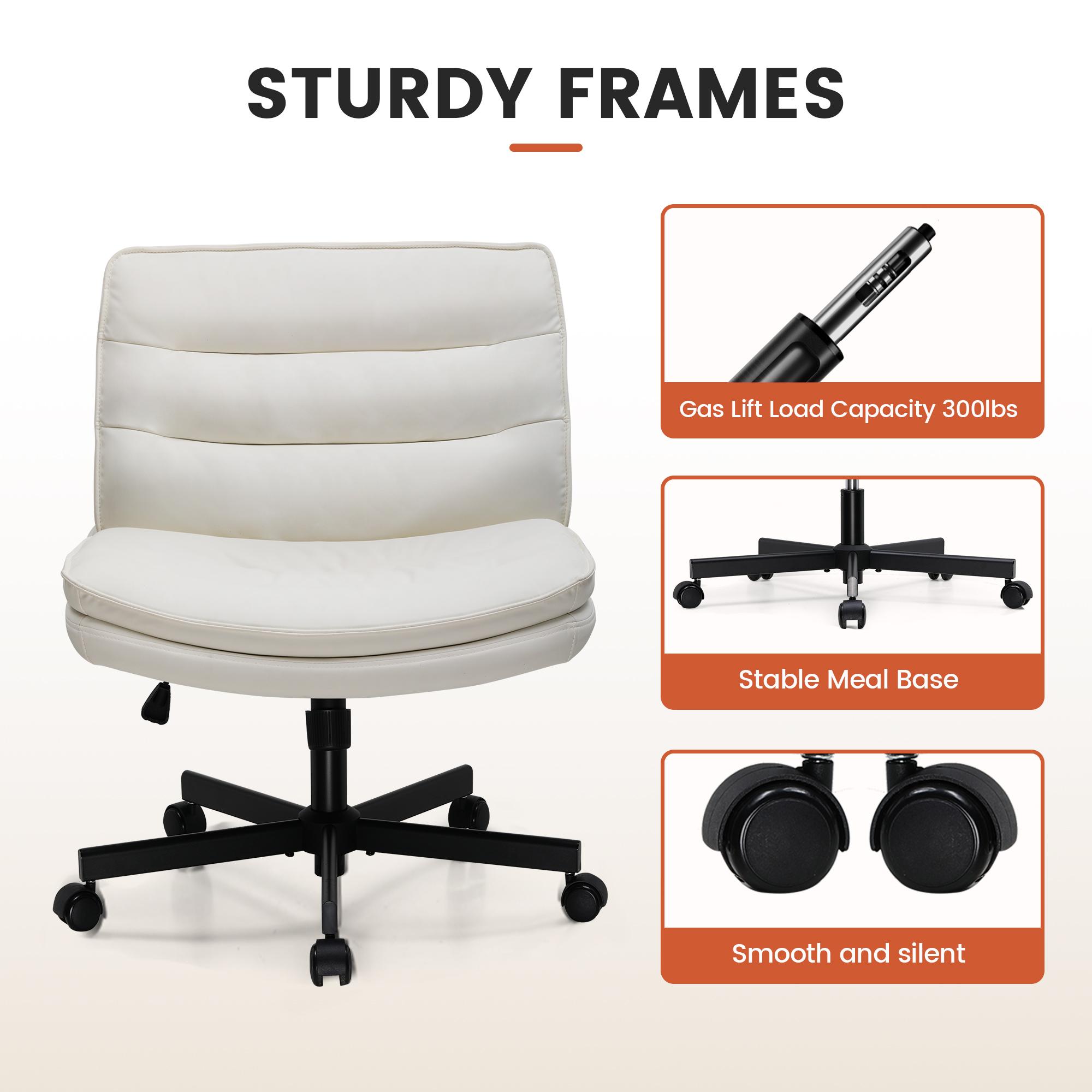 COMHOMA Criss Cross Chair Plus Size With Wheels, Office Chair Sit Cross-legged Armless Swivel Home Modern Home Office Desk Chair