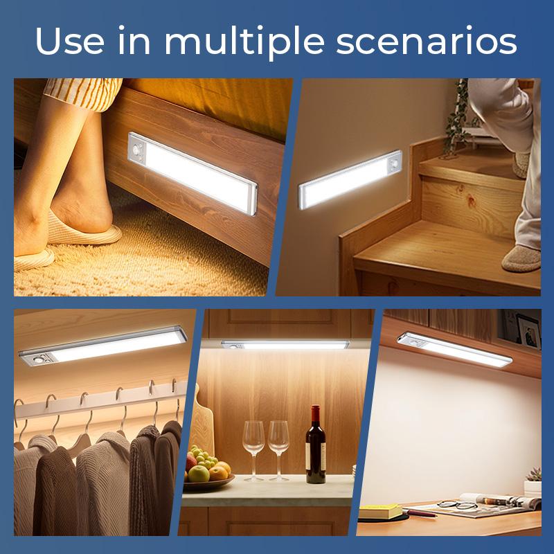 Under Cabinet Lights,Motion Sensor Night Light Indoor，USB Rechargeable 1500mAh LED Light, Magnetic Dimmable Night Light for Kitchen, Pantry, Closet,Coffee，Closet & Stairs temp color