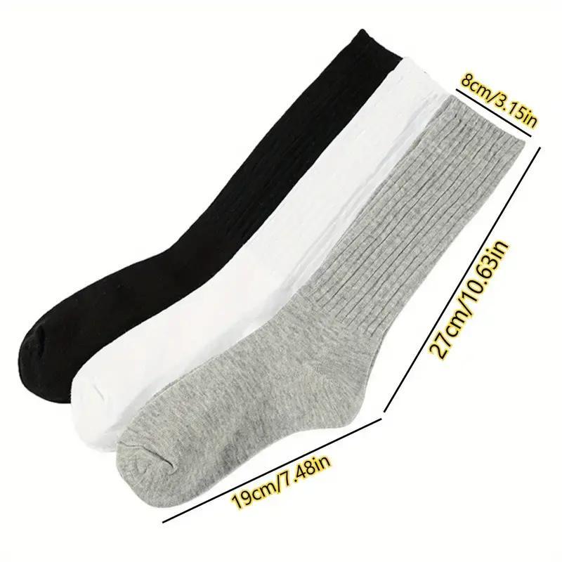 3 Pairs Winter Warm Couple Socks, Unisex Mid-Calf Breathable Solid Color Long Socks, Soft Nylon Gift Set