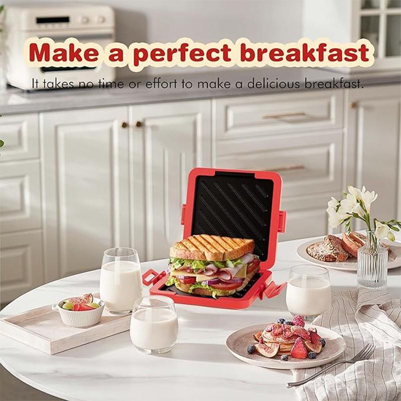 Sandwich Maker with Butter Knife, Microwave Bread Toaster, Quick and Time-Saving Panini Machine, Dishwasher Safe and Microwave Safe