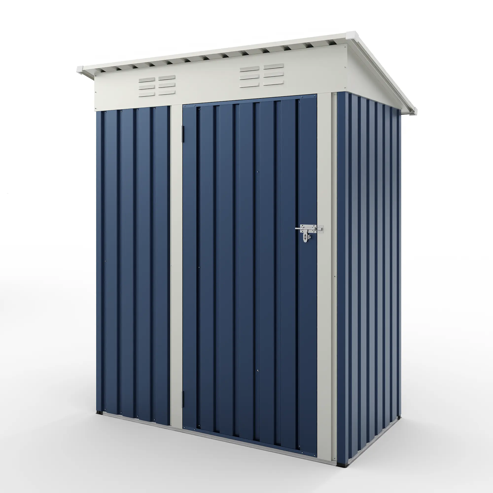 5x3 FT Metal Outdoor Storage Shed - Lockable Door, Sloped Roof, Compact Weatherproof Steel Garden Tool House for Backyard, Patio - Navy Blue, Green Options