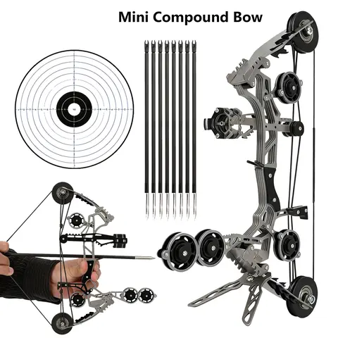 Sport-Partner 10.9" Compact Stainless Steel Unisex Mini Compound Bow and Arrows 1 Set, Beginner Archery Practice Gear for Holidays, Durability-Focused Start Archery Easy Collectible