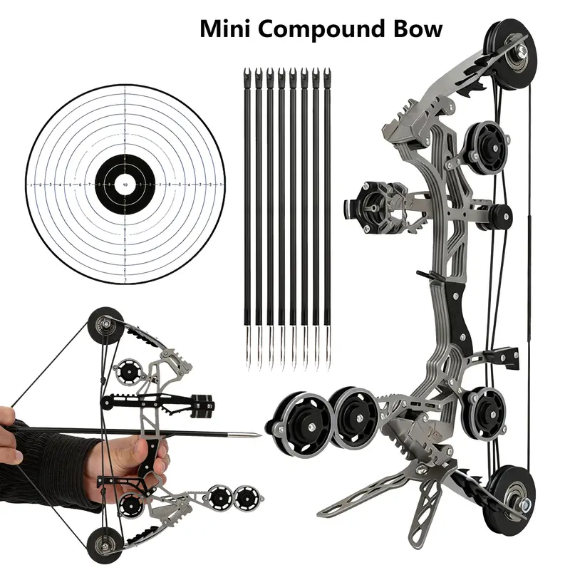 Sport-Partner 10.9" Compact Stainless Steel Unisex Mini Compound Bow and Arrows 1 Set, Beginner Archery Practice Gear for Holidays, Durability-Focused Start Archery Easy Collectible