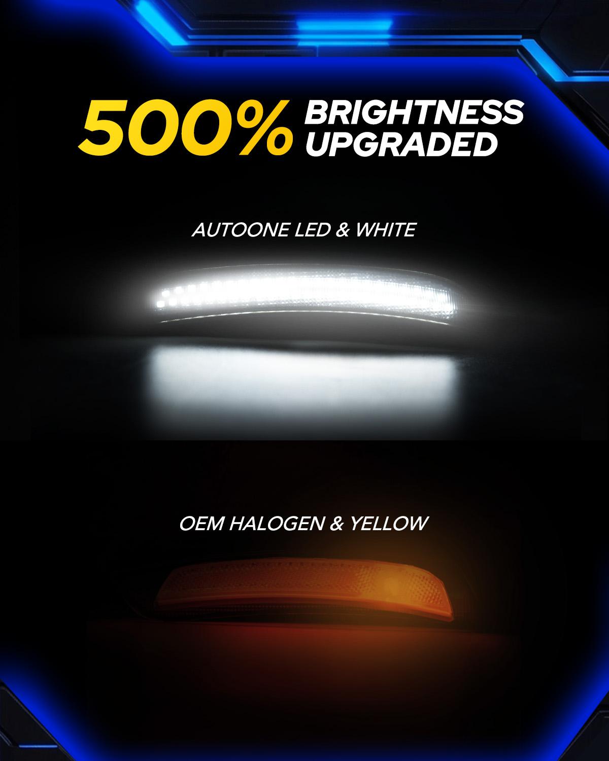 AUTOONE LED Side Marker Lights White for Dodge Charger 2015-2023, Smoked Lens Front & Rear Bumper Lights, High Brightness, IP67 Waterproof, Easy Install, OEM Compatible, 4PCS