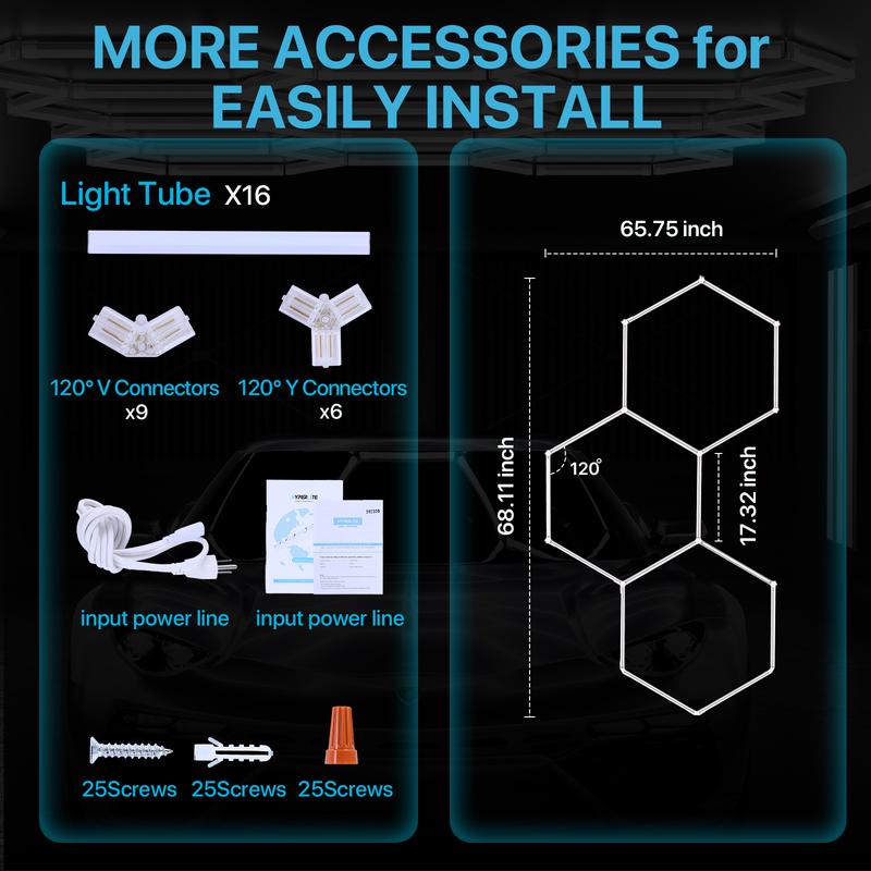 HYPERLITE DIY Hexagonal Ceiling Light, Honeycomb Ceiling Light,Ultra Bright 3960 Lumens-54780 Lumens Honeycomb Lights,(Dimmable) Hexagonal Garage Lights for Shops Supermarkets Shopping Malls Car Shows Basements Gymnasiums, Jumpstart newyear HYPERLITE DIY Hexagonal Ceiling Light, Honeycomb Ceiling Light,Ultra Bright 3960 Lumens-54780 Lumens Honeycomb Lights,(Dimmable) Hexagonal Garage Lights for Shops Supermarkets Shopping Malls Car Shows Basements Gymnasiums, Jumpstart newyear