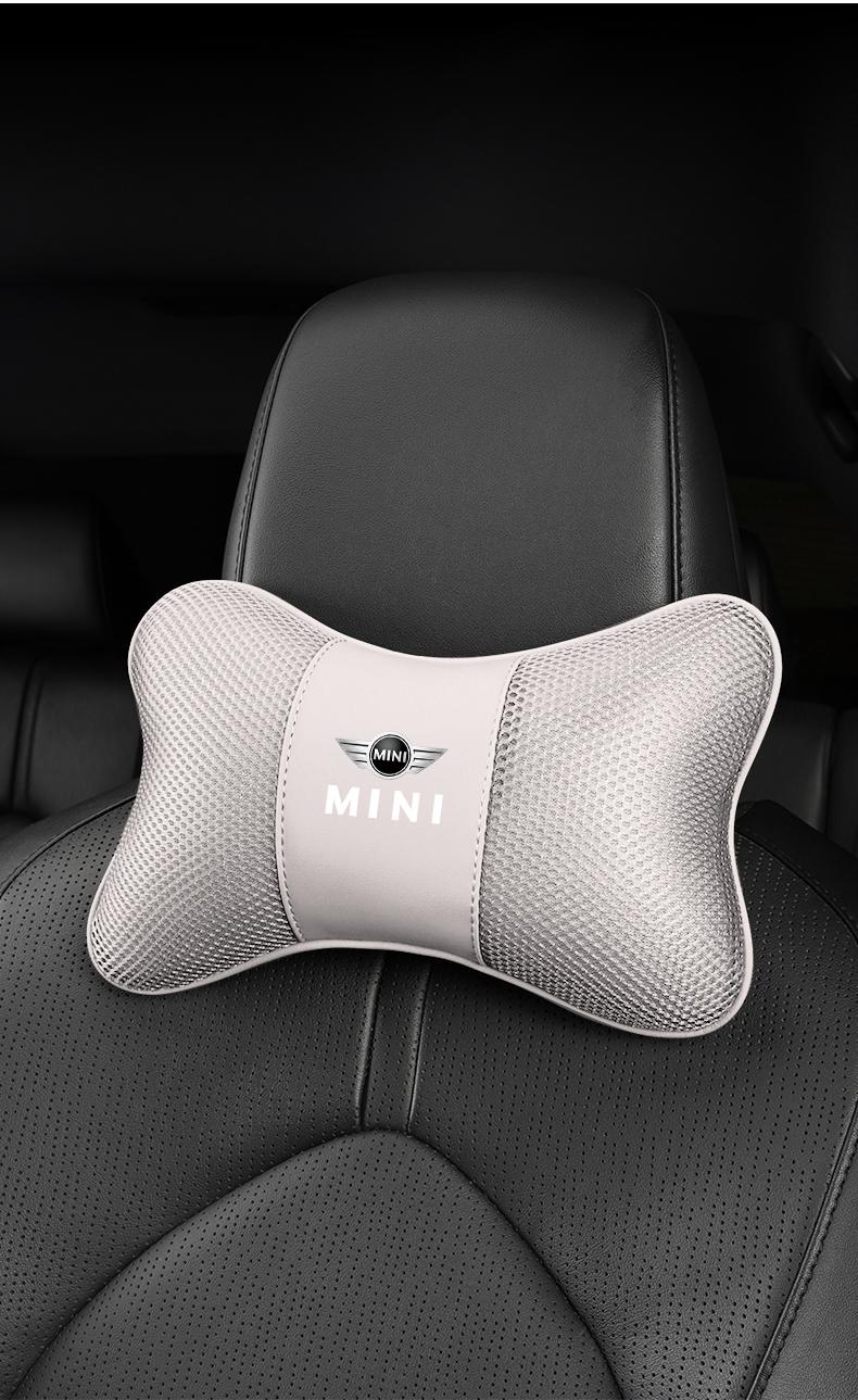 1Pcs Car Seat Headrest Ice Silk Neck Pillow Support Soft Pad For MINI One Cooper JCW Countryman Clubman Cabrio Paceman Coupe Roadster Clubvan