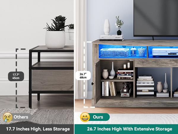 DWVO Farmhouse TV Stand for TVS up to 80 Inch, Entertainment Center with Power Outlet, TV Table with Barn Doors & Storage Cabinets, TV Console for Living Room, 70" Rustic Grey