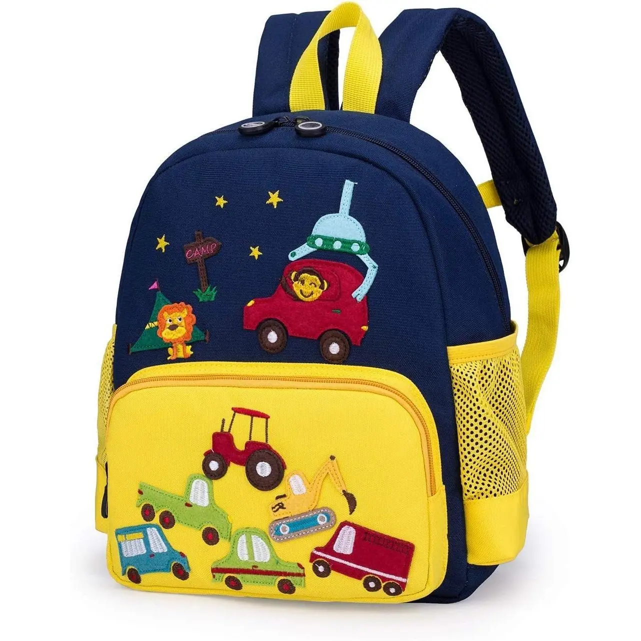 P-FJ06   Cute Zoo Little 3D Backpack Kids Backpack for Boys and Girls Toddler Backpack Waterproof Preschool Yellow Car One Size