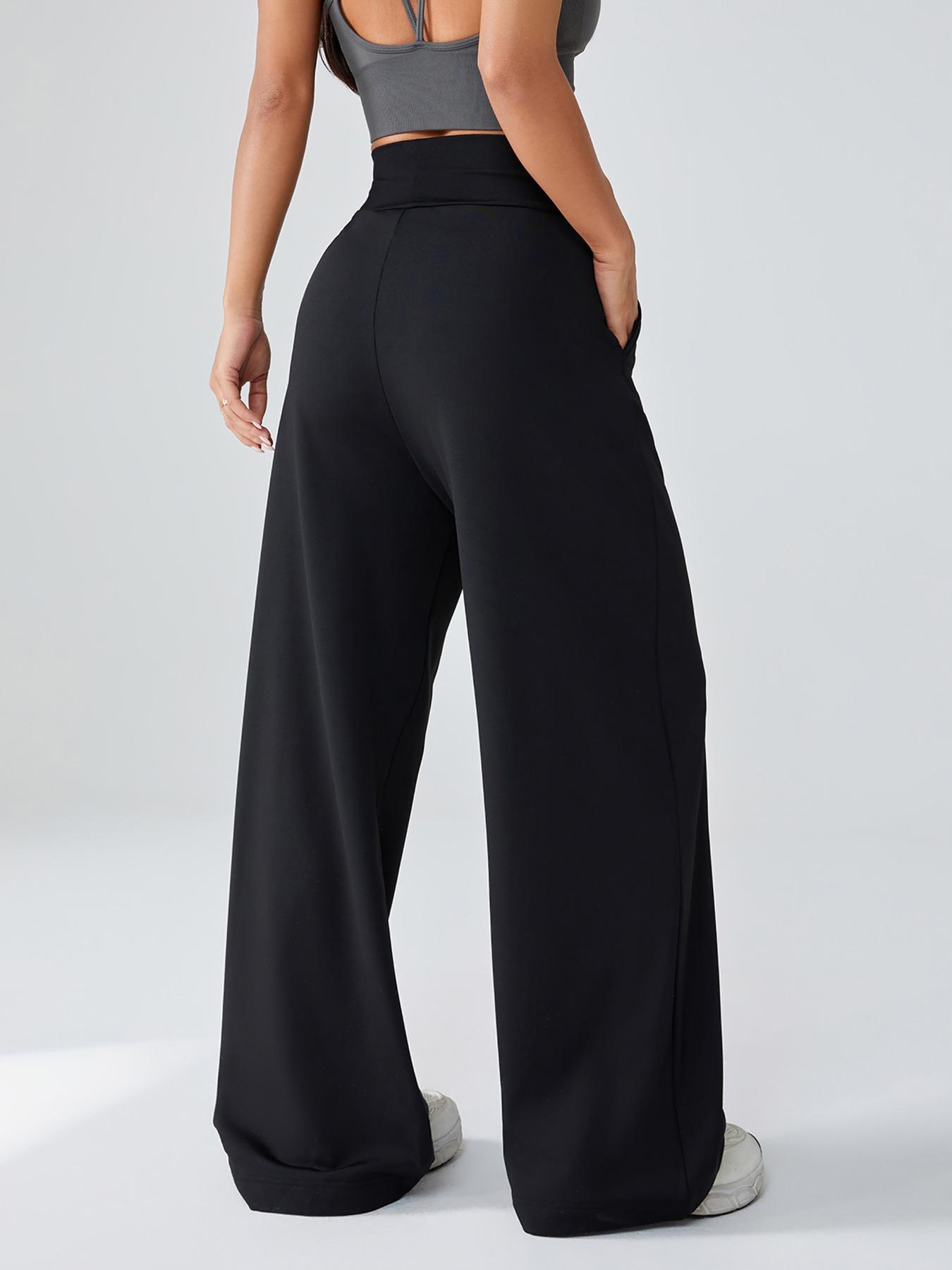 Women's High Waist Yoga Pants, Loose-Fit Casual Straight Leg Knitted Joggers, Fall & Winter Warm Sportswear, Perfect Daily Wear, Cute Gym Clothes