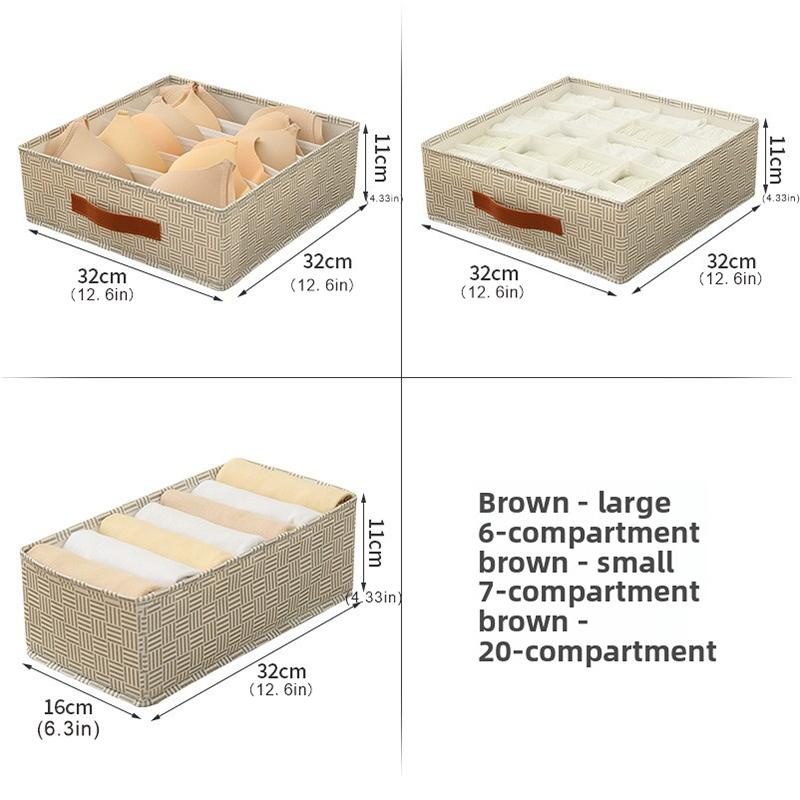 Underwear Drawer Organizer, 6/7/20 Grid Bra Panty Socks Storage Box, Foldable Lingerie Divider for Bedroom Dorm Closet