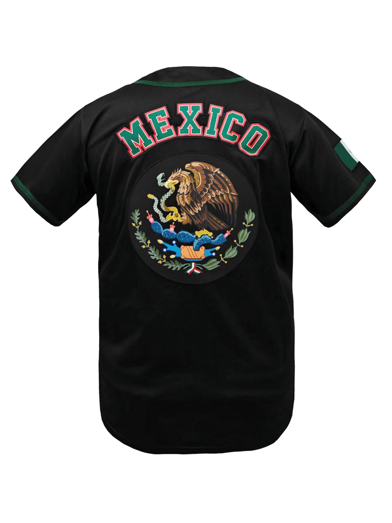 Men's Mexico Embroidery Baseball Jersey, Eagle Mexico Baseball Button Down Baseball Shirts, Mexican Flag Sports Shirt Unisex Style All Seasons