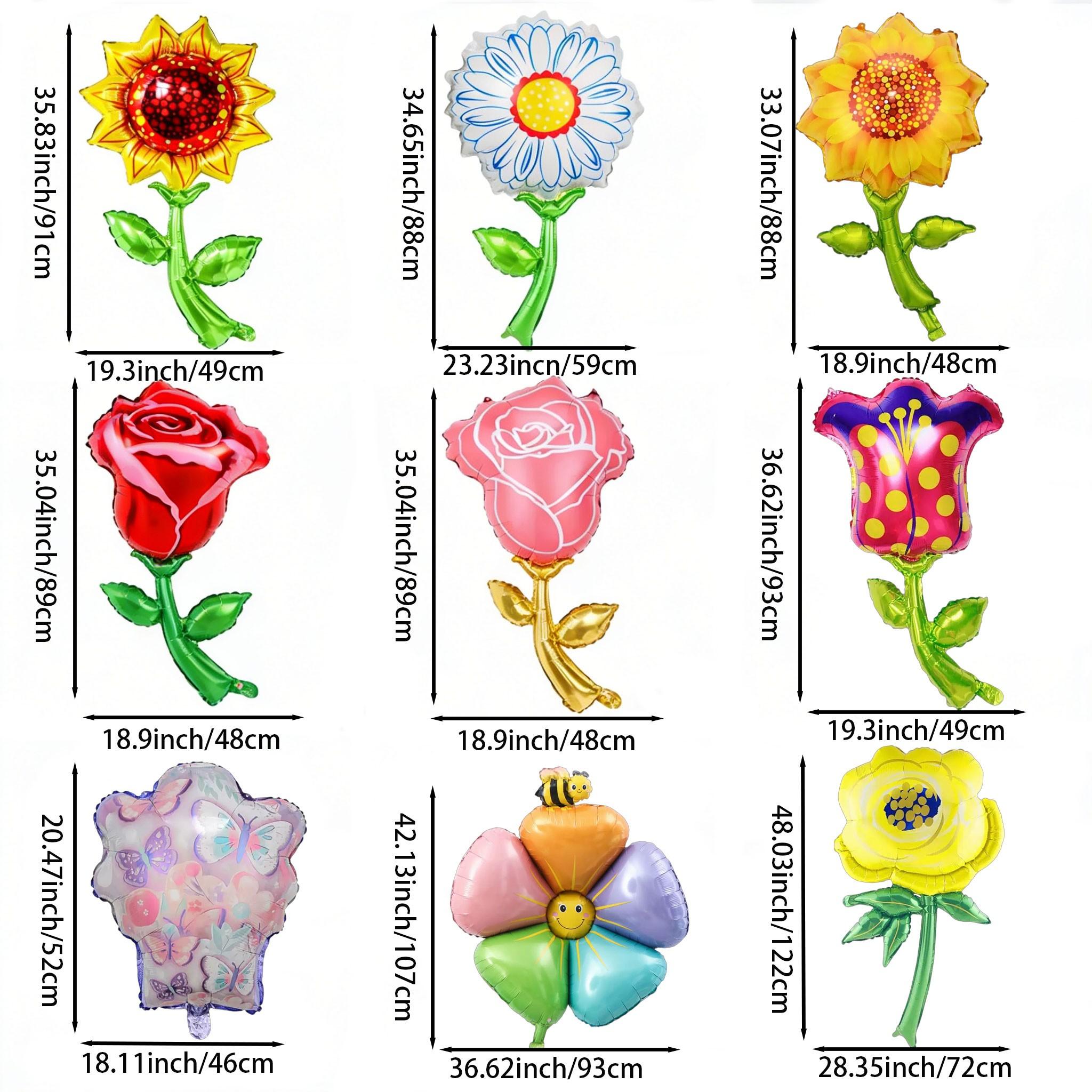 9 Floral Aluminum Foil Balloons for Kids Birthday Party, Outdoor Camping Decor, Wedding Reception, Valentine's Day, Mother's Day, Graduation