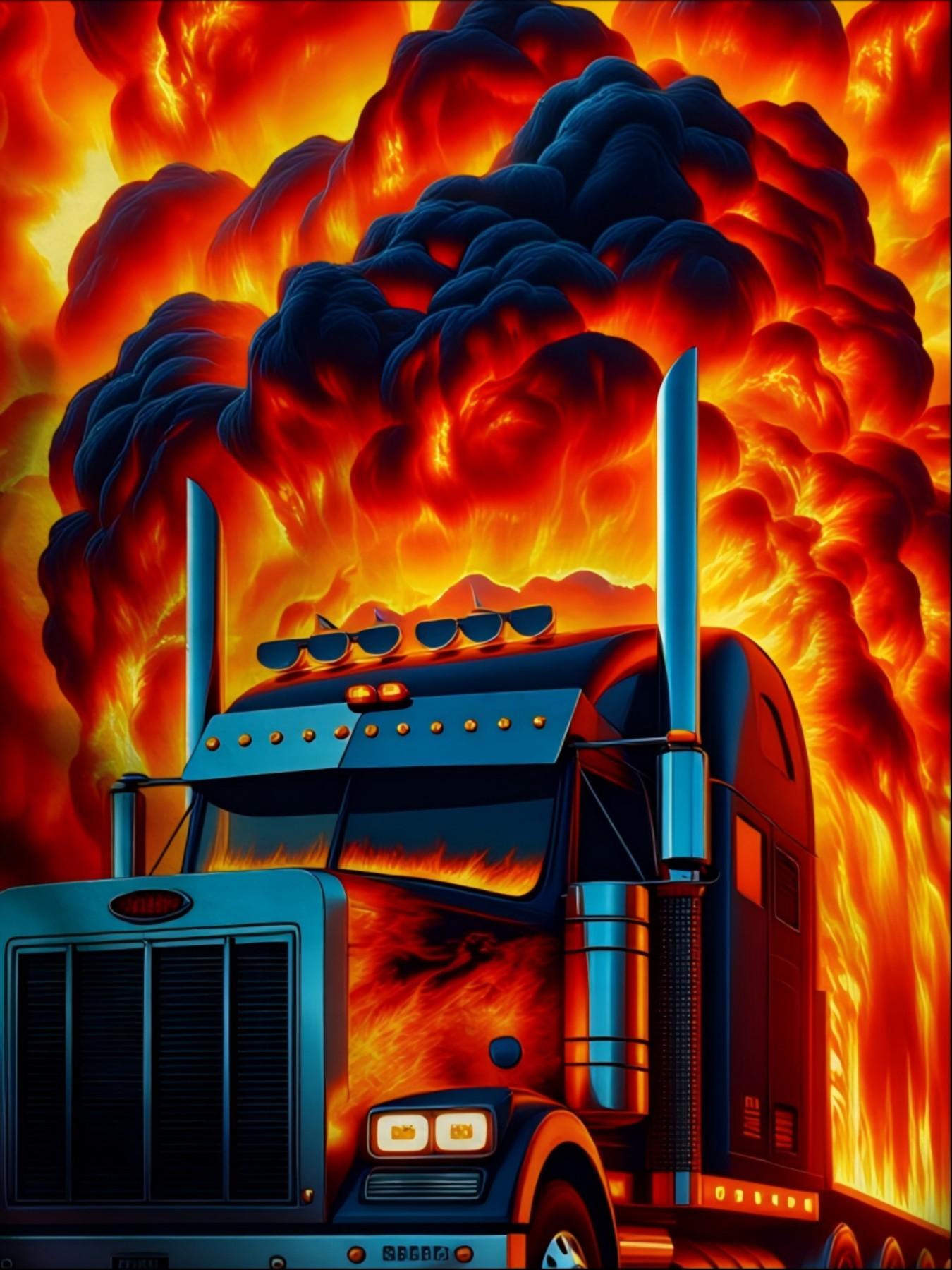 Boys' 3D Fire Truck Print Short Sleeve T-Shirt, Cool Optimus Prime Round Neck Casual Top, Trendy Slim-Fit Long Tee for Middle School Kids