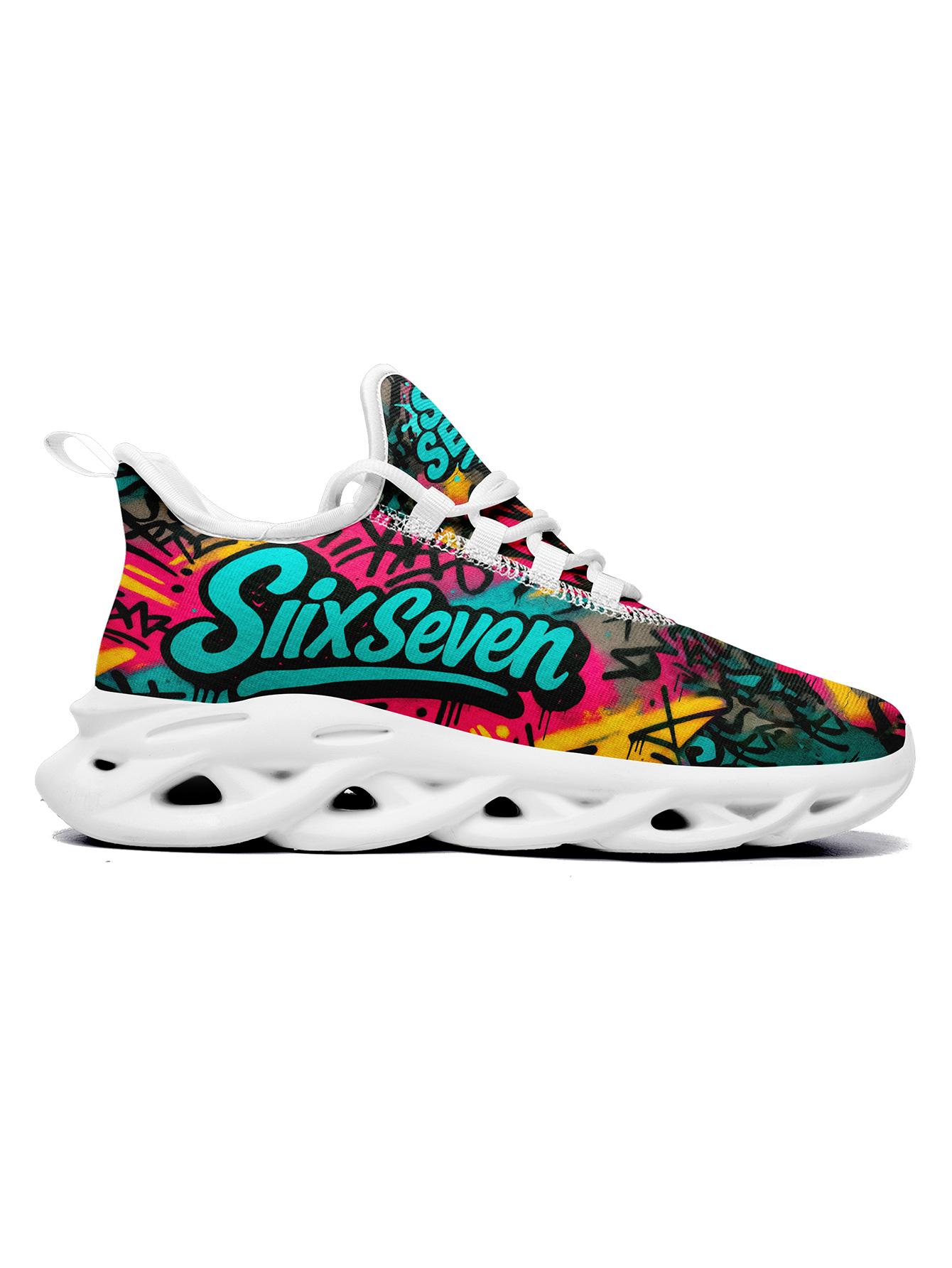 Stylish Women's SixSeven Breathable Athletic Shoes, Graphic Print Sneakers, Comfortable Lightweight Footwear, Fashionable Women's Sneakers for Gym Outings and Fitness-Inspired Wear