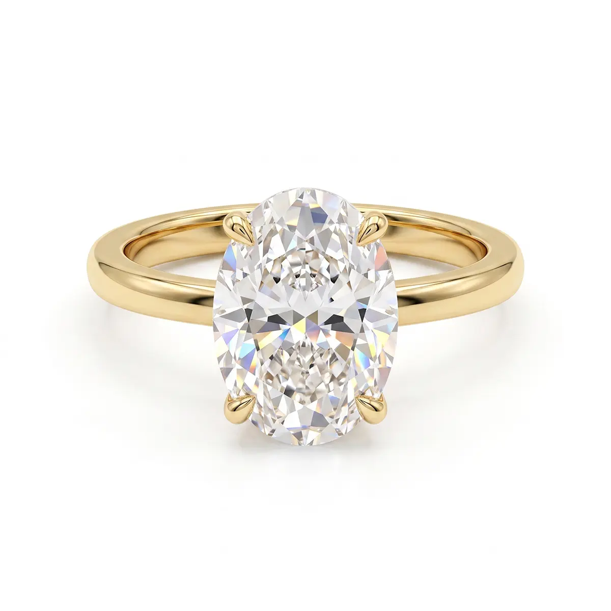 3CT 8*12 oval cut cubic zirconia ring 14k gold plated copper high polish four prong setting solitaire wedding band for women 5A grade sparkling bridal promise jewelry minimalist elegant luxury fashion finger ring
