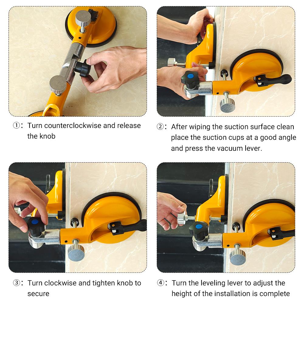 LOZLIN 2PCS 90°-270° Adjustable Suction Cup Alignment Jig - Seamless Splicing & Leveling Tool for Granite, Tile & Stone Countertops - Professional Grade Installation Kit Hardware