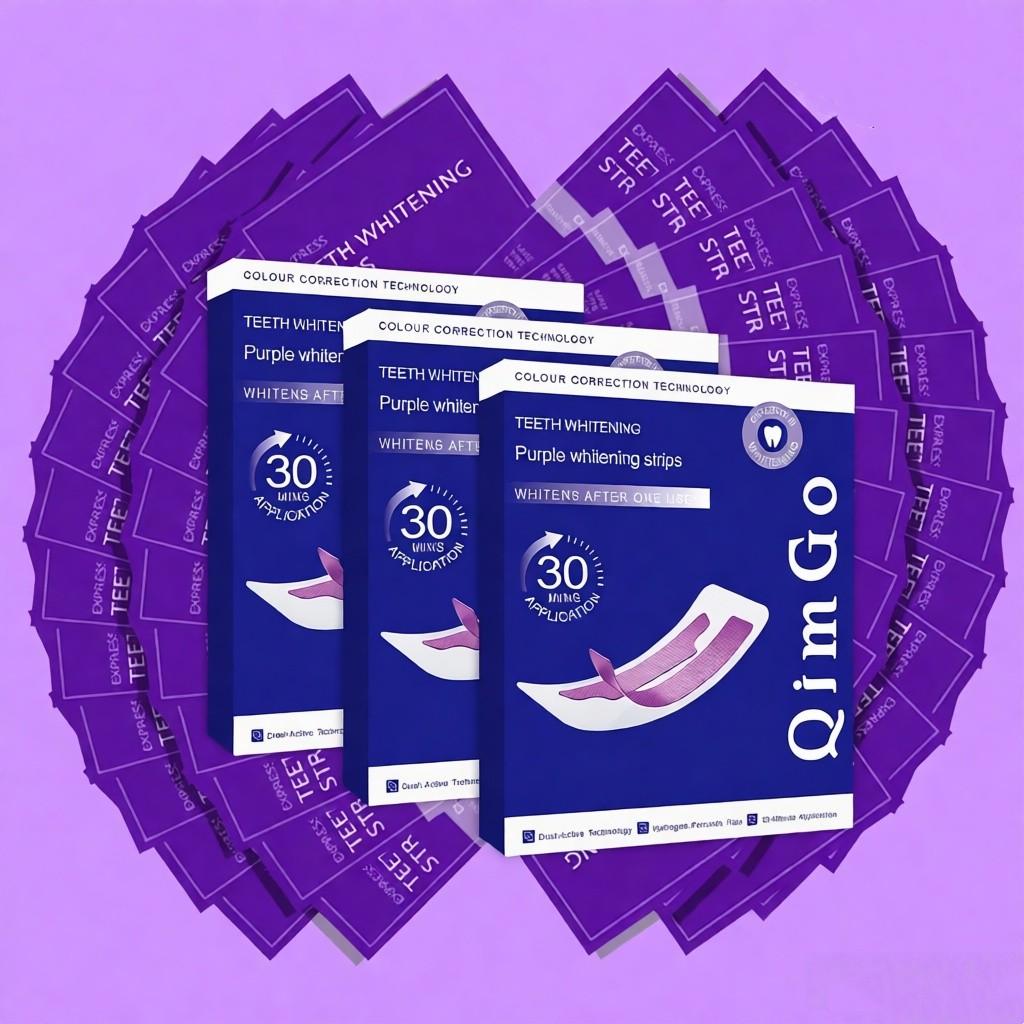 14Pair Pap Whitening Teeth Strips, Deep Cleaning & Fresh Breath, Travel Home Use, Non-Toxic Tooth Strips, Large Box Purple Whitening STRIPS TEETH WHITE PAP STRIPS