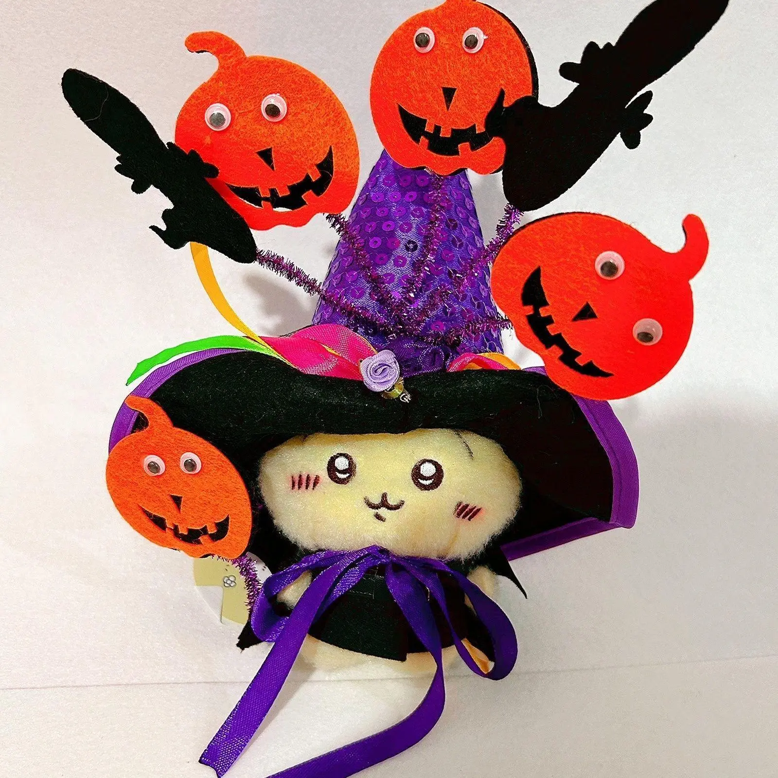 Kawaii Chiikawa Hachiware Usagi 10cm cute doll pendant, children's birthday gift, purple Halloween clothes removable