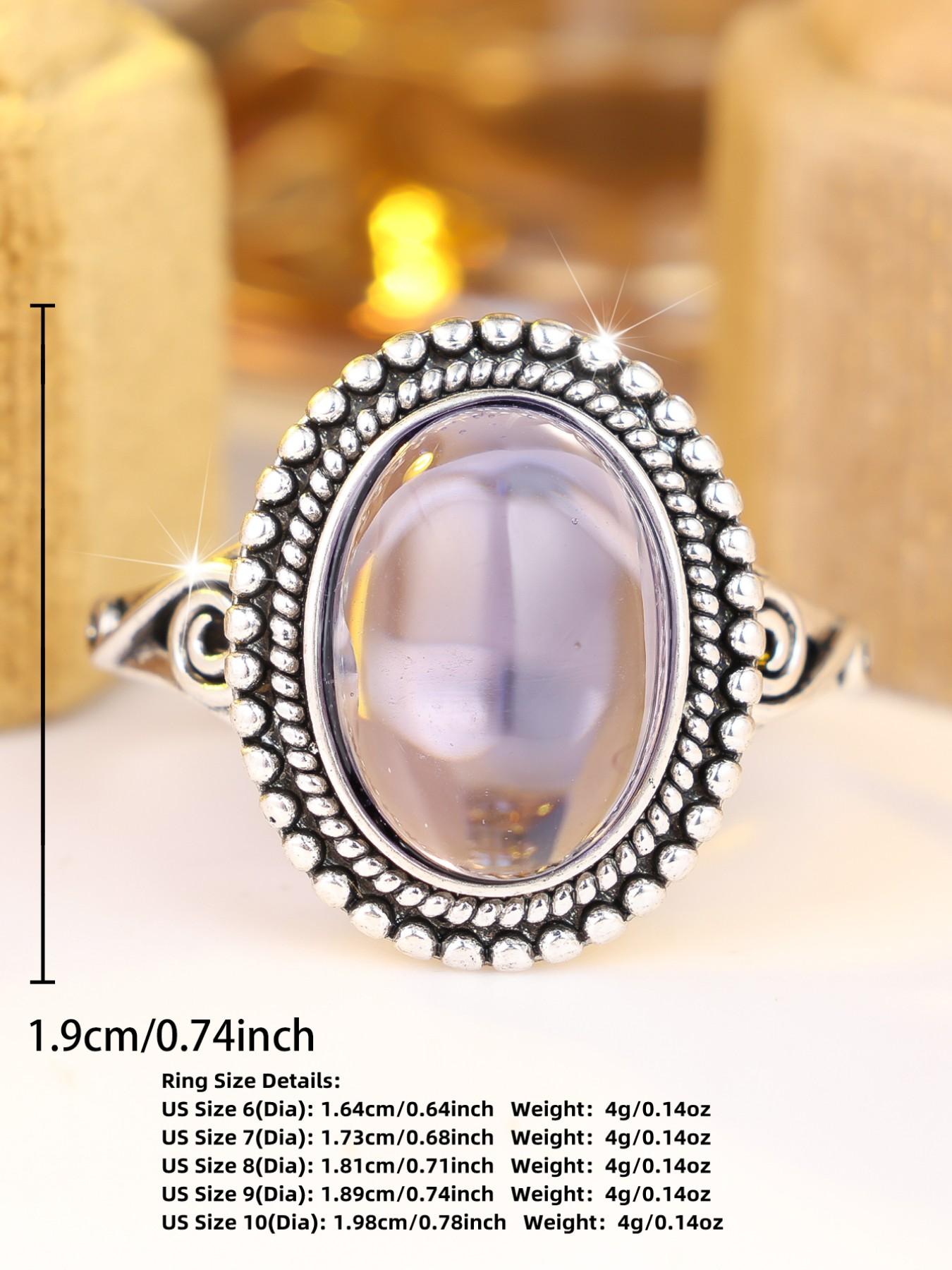 Vintage Oval Synthetic Gemstone Rings for Women Twist Side Delicate Finger Jewelry Perfect for Engagement Weddings Party, Daily Wear Anniversary Gift for Her