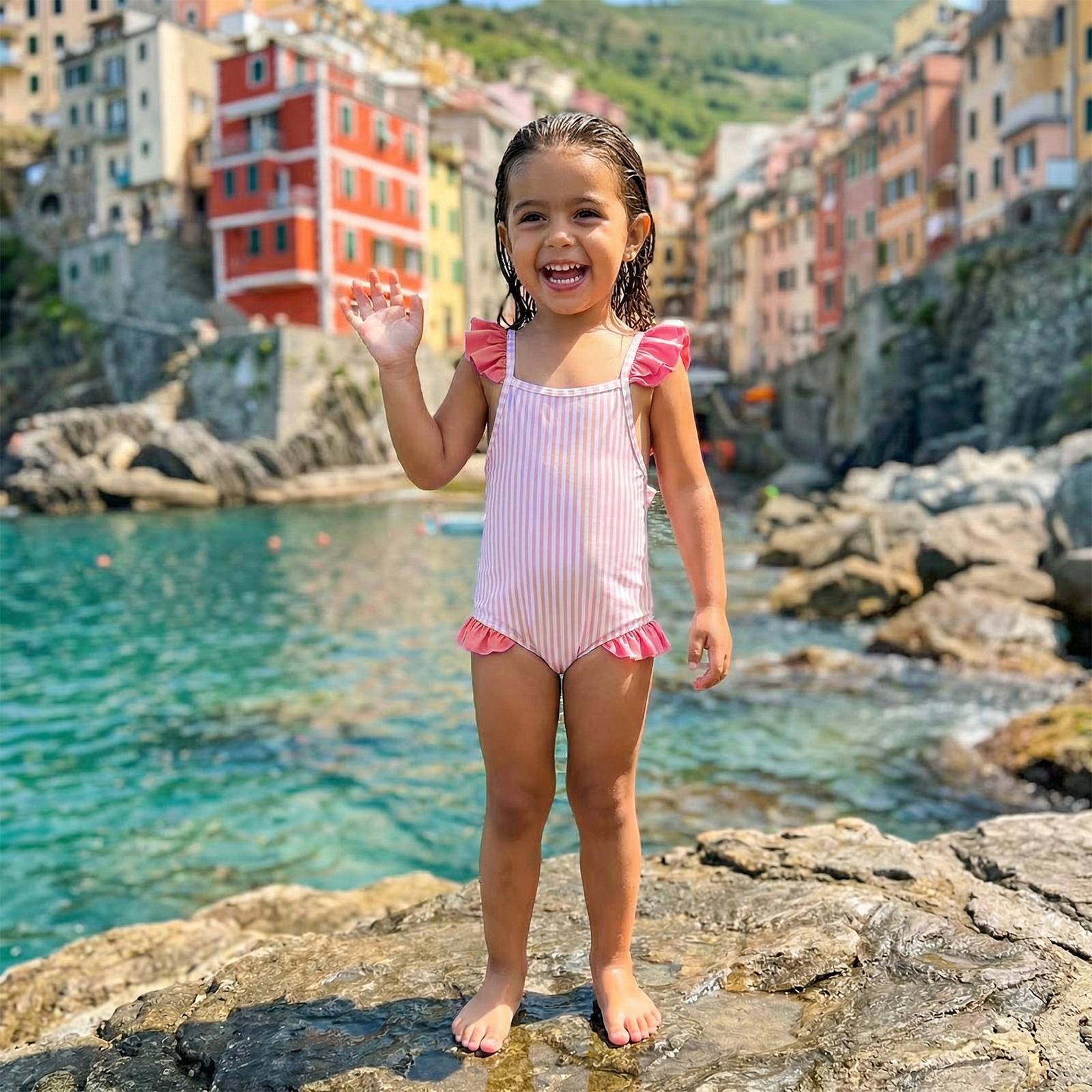 Canrulo Toddler Baby Girl Swimsuit Infant Bathing Suit Newborn Stripe Print  Swimwear Bikini Summer Beach Swim Suit