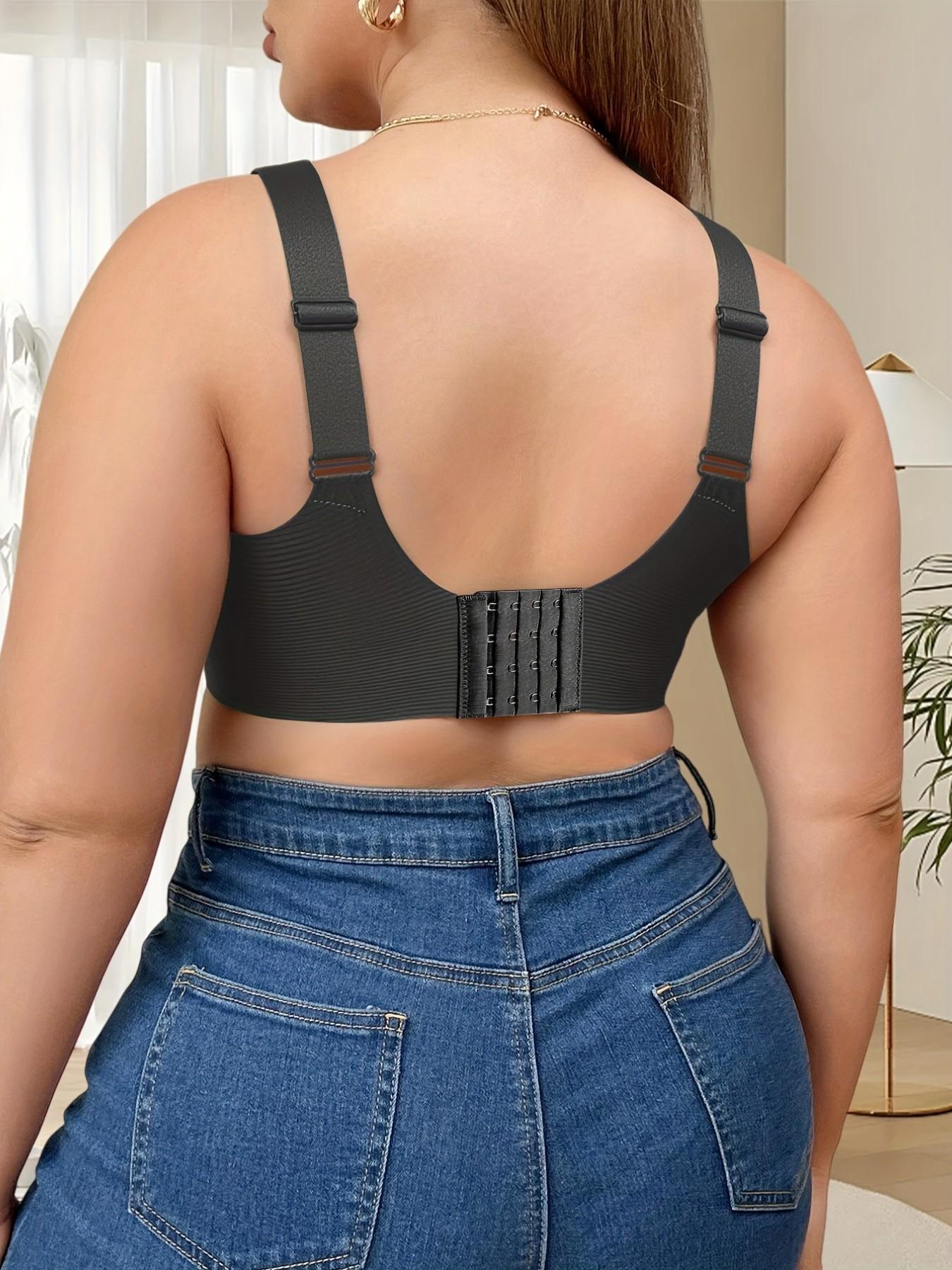 Plus Size Women's Full Coverage Adjustable Bra Set, Anti-Sagging, Seamless Side Support, Suitable for Large Busts, 4 Piece Pack