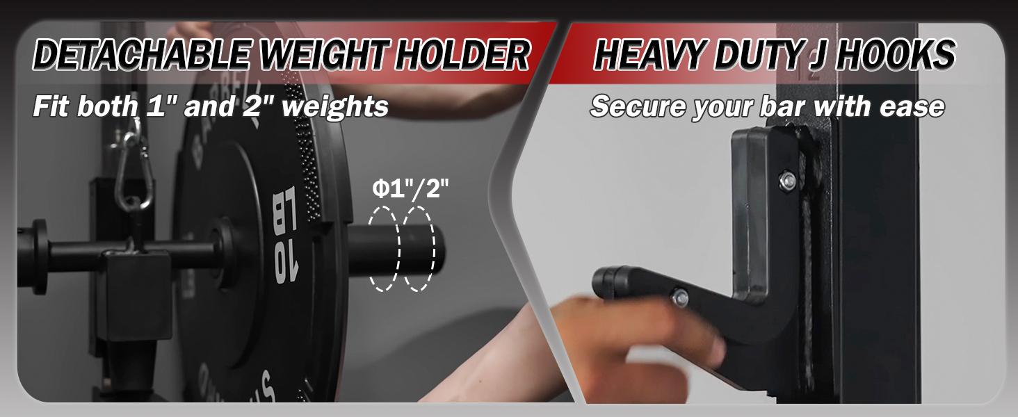 MIKOLO Folding Squat Rack, Wall-Mounted Power Rack with Cable Crossover & LAT Pulldown, 5 Adjustable Modes, Space-Saving Home Gym Equipment Foldable Metal Exercise Portable Exercise Machine Multifunctional Fitness