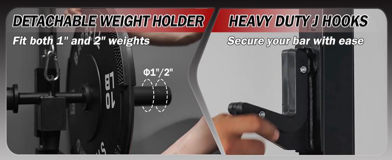 MIKOLO Folding Squat Rack, Wall-Mounted Power Rack with Cable Crossover & LAT Pulldown, 5 Adjustable Modes, Space-Saving Home Gym Equipment Foldable Metal Exercise Portable Exercise Machine Multifunctional Fitness