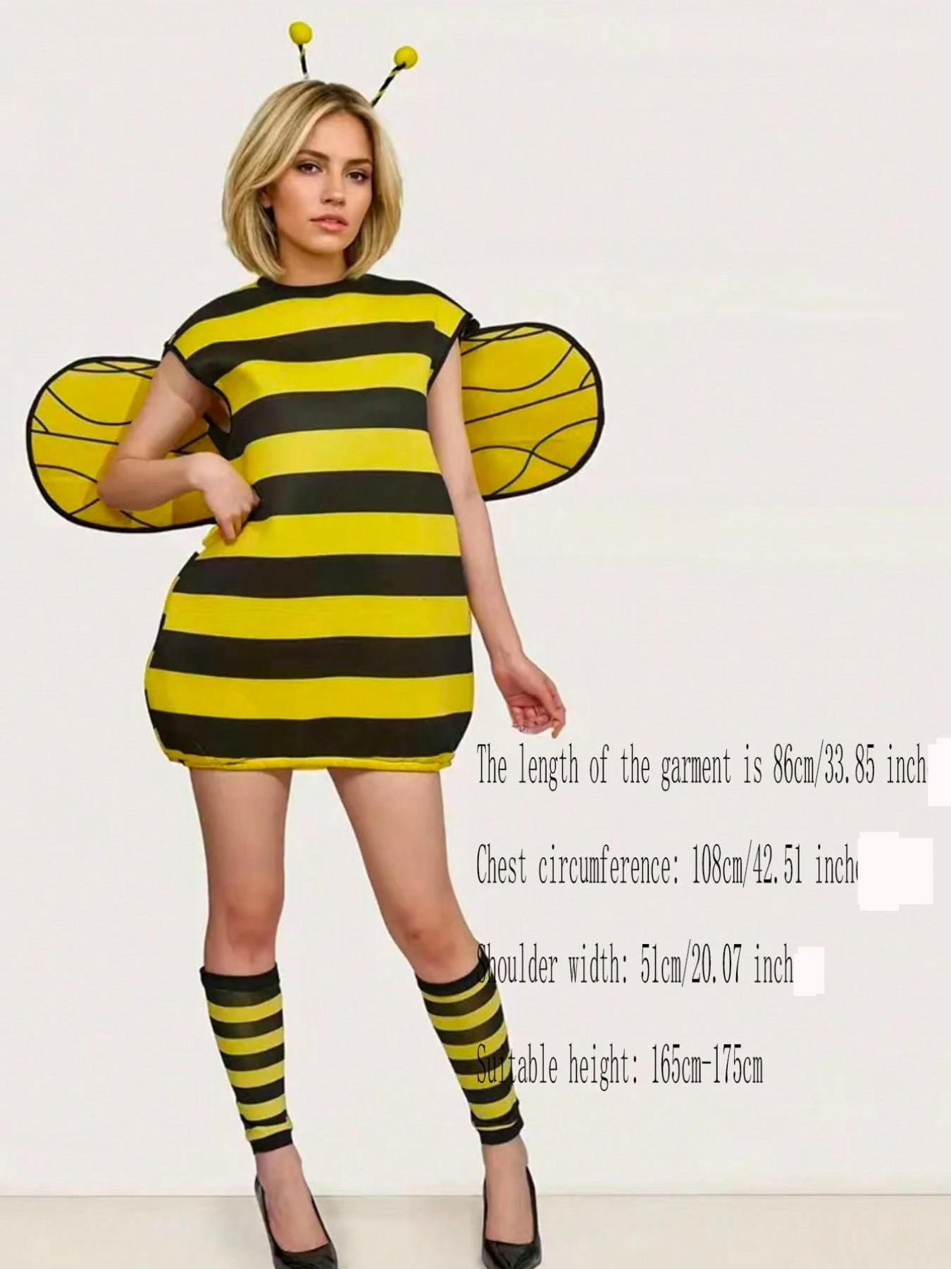 Cute Bee Costume Set, Includes Hairband/winged Skirt/sock Pouch, Perfect for Holiday Performances and Bee-Themed Parties