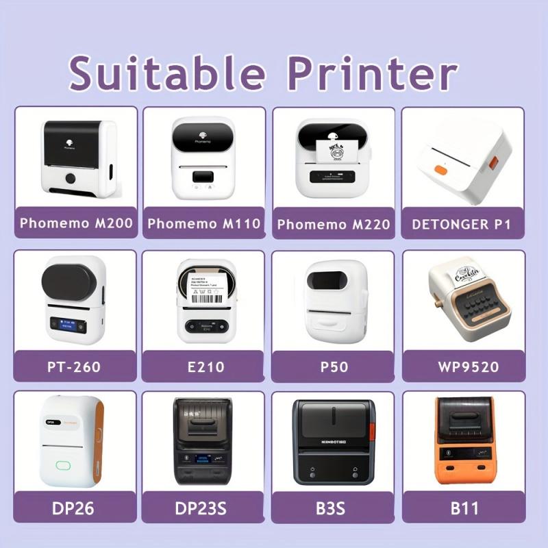 5-roll pack of 30 * 30mm/40 * 40mm/50 * 50mm white circular label paper, universal Phomemo M110/M120/M200/M220, commercial label using Phomemo M110 hot circular label, DIY logo design using label, name label,