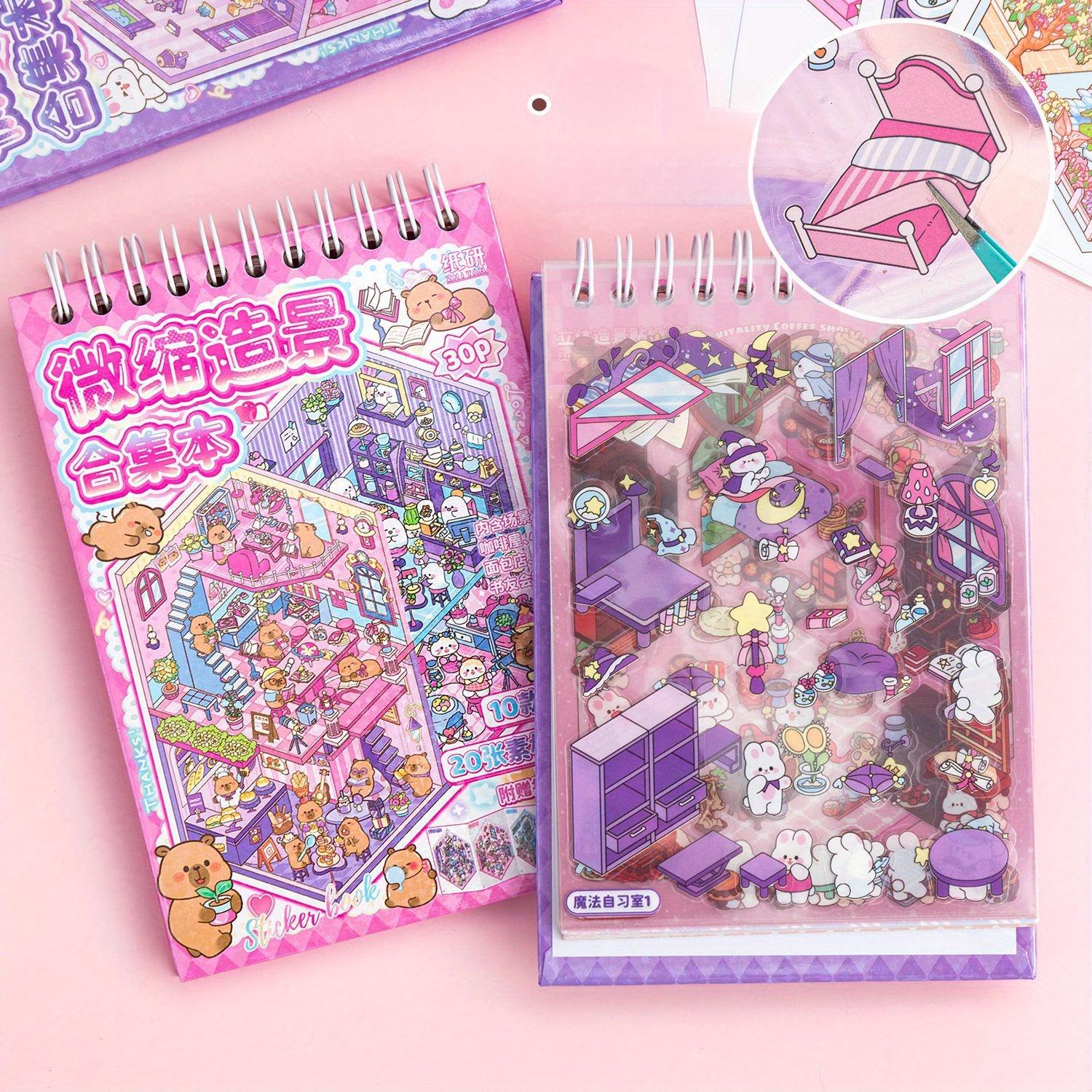 Creative Scene Sticker Book, 30 Sheets/book 3D Sticker Book, DIY Decorative Sticker Book, DIY Decorative Sticker for Scrapbooking, Journaling, Gift Wrapping