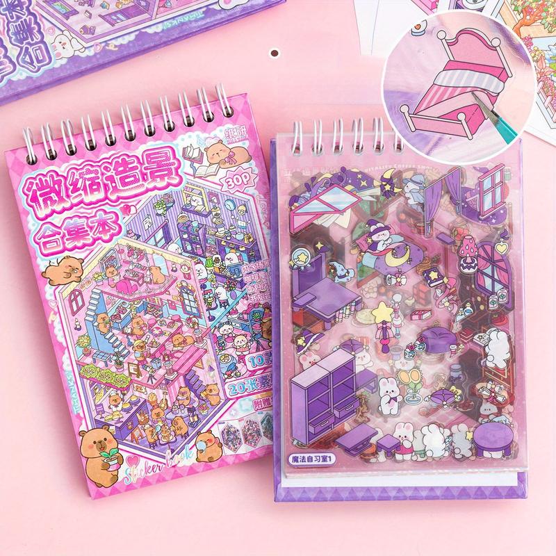 Creative Scene Sticker Book, 30 Sheets/book 3D Sticker Book, DIY Decorative Sticker Book, DIY Decorative Sticker for Scrapbooking, Journaling, Gift Wrapping