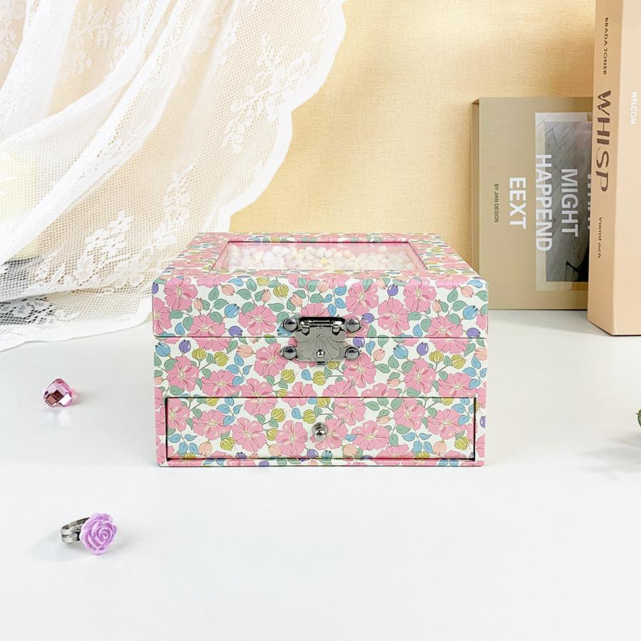 1pc Pink Floral Drawer Wind-up Musical Jewelry Box, Rotating Ballet Music Box for Earrings Necklaces Rings Storage and Display, Perfect Mother's Day Valentine's Day Anniversary Gift​