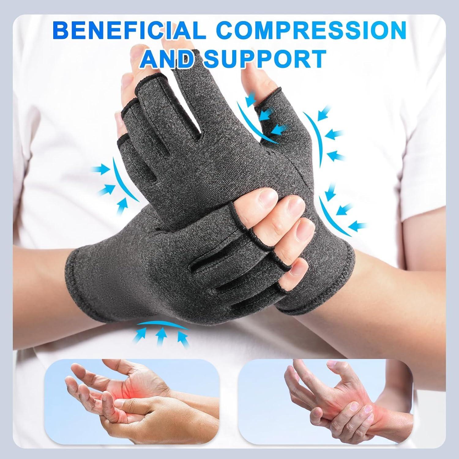 Daily Wear Anti-slip Compression Hand Gloves, Popular Unisex Fingerless Hand Care Gear, Ergonomic Typing Protection Hand Cover, stable wearing effect and anti-slip palm design, great for office typing, home daily use and leisure hand maintenance