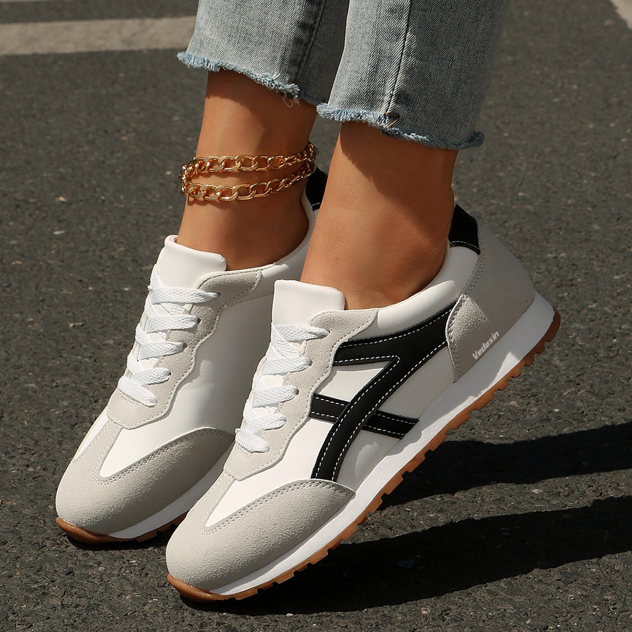 Wide Toe Sneakers for Women Breathable Fabric Suede Upper Non-Slip PU TPR Outsole Walking Shoes Tennis Running Fashion Sneakers Springfresh