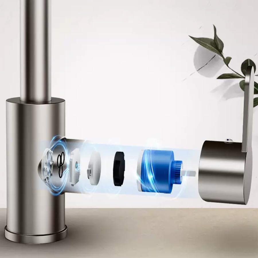 Stainless Steel Kitchen Faucet with Waterfall Function, Multi-Functional Cold Hot Water Tap, Rotating Spray Head, Includes 2 X 60cm Hoses