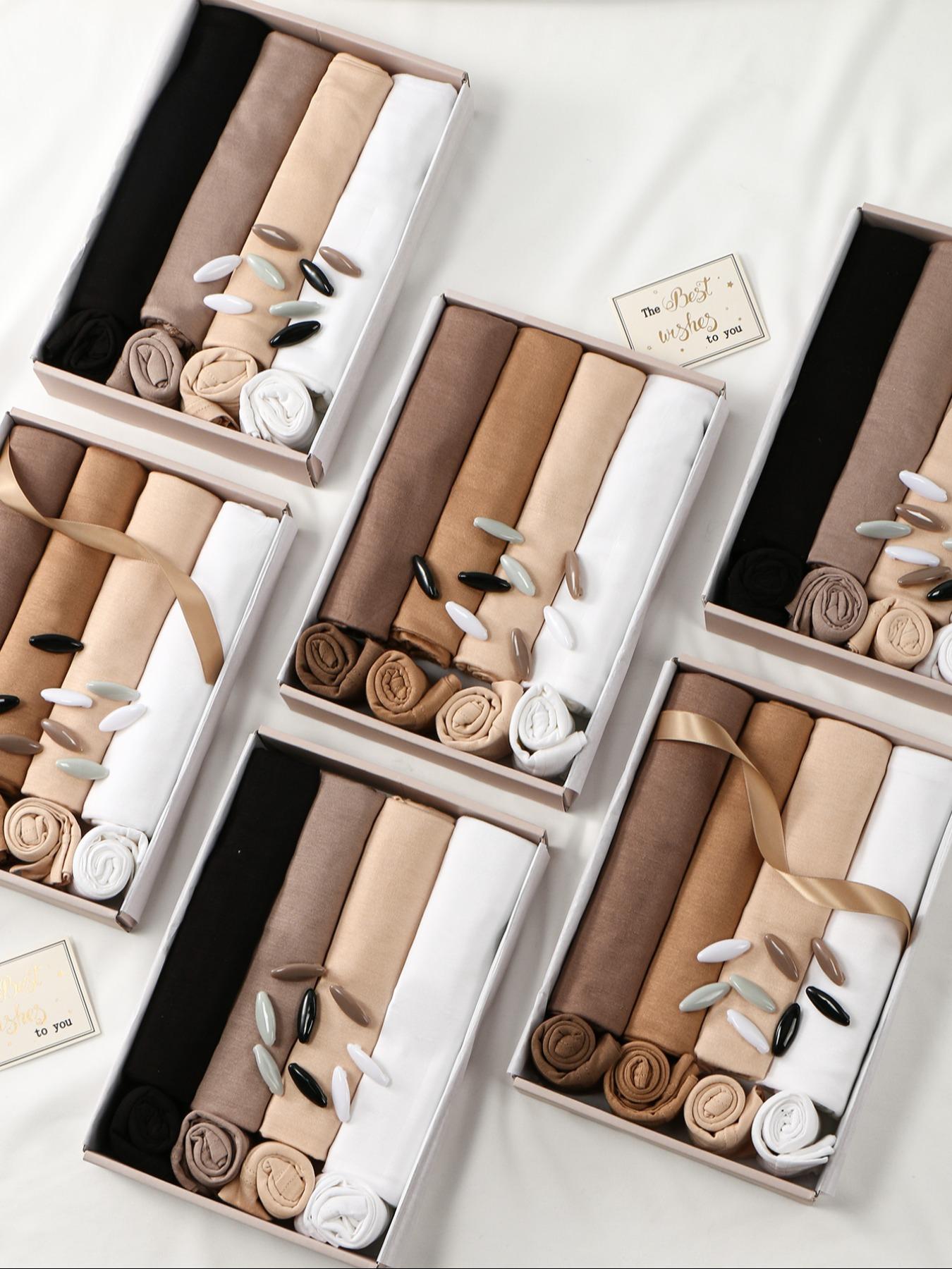 8pc Fashion Gift Box Set, 4pc Elegant Turban Hijab & 4pc Tube Hat Sleep Cap, Soft Breathable Fabric, Suitable for All Seasons, Perfect Gift