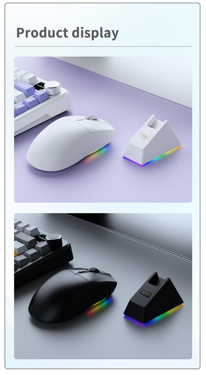 AJAZZ AJ139 V2 MC Wireless Gaming Mouse, PAW3311 Sensor, Low-Latency Tri-Mode (USB-C + 2.4G + BT), Wireless Charging Base, Lightweight 66g Design, 1K Polling Rate, 500mAh Long-Lasting Battery, Multi-System Compatibility, Esports and Office Use