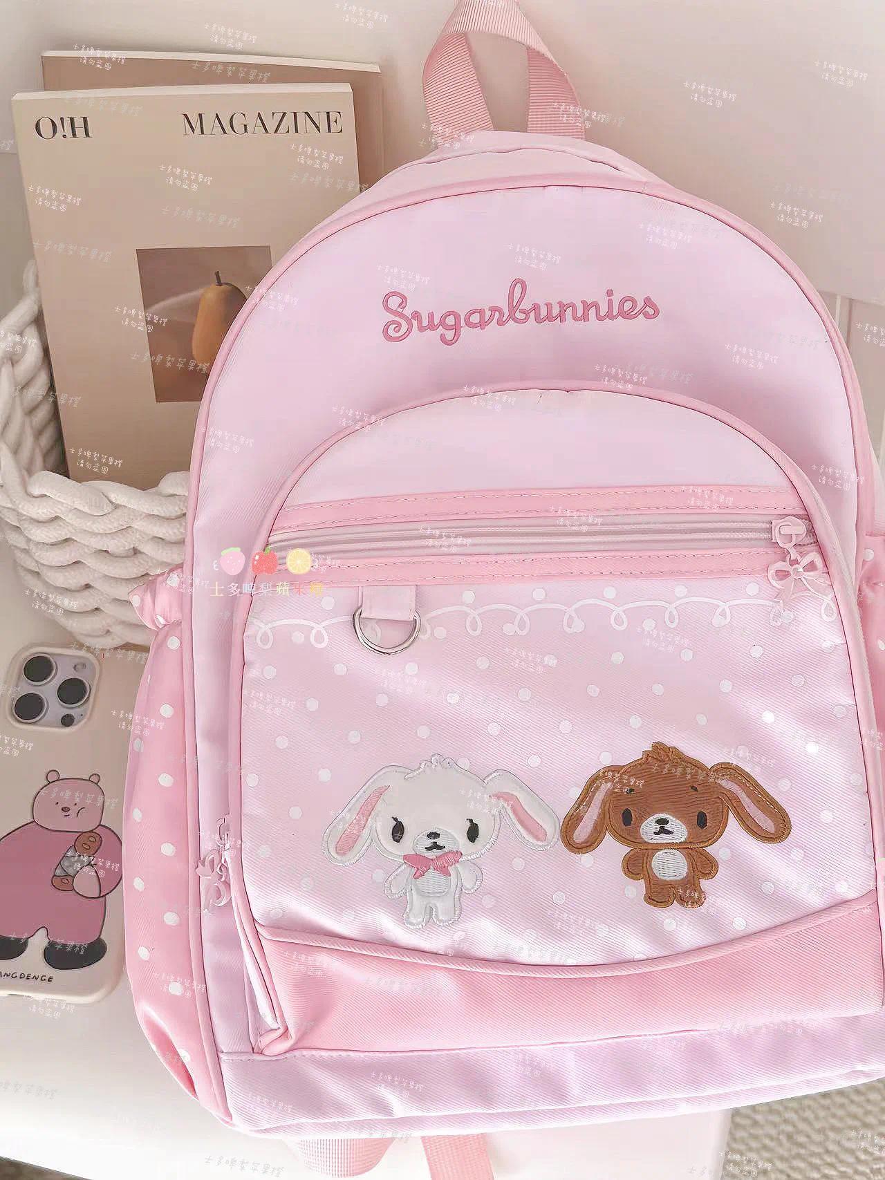 37cm Sugarbunnies Pink Backpack Large Capacity Multi-Layer Storage Travel Take Bag  Anime Student Rewards Girl Birthday Gift Toy