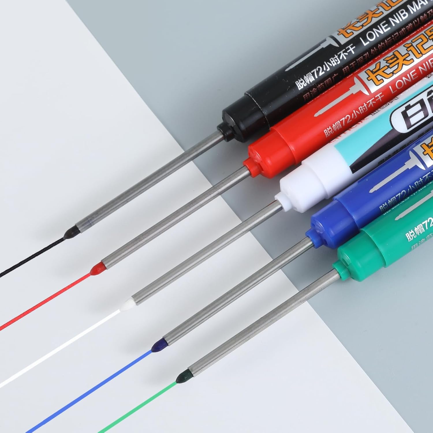 5 count Deep Reach Markers Long   Multi-Purpose Permanent 45mm Reach Colorful Carpenter Deep Reach Markers for Builder Construction Bathroom Decoration