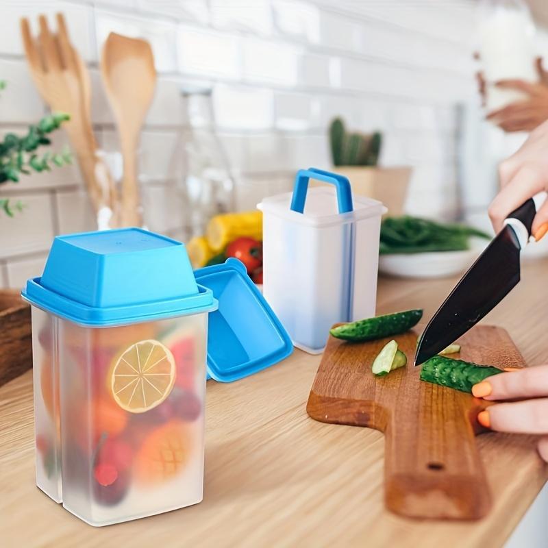 2pcs Plastic Jalapeno & Pickle Storage Containers | Leakproof, Dishwasher Safe, Rectangular Condiment Holders with Easy-Open Flip-Top Lids for Kitchen Organization | Fliptop Lid Design