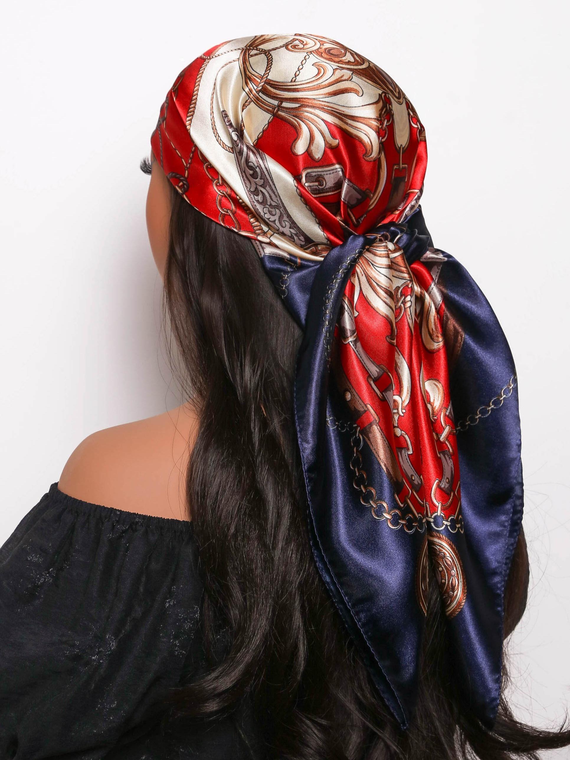 Women's Elegant Leopard Print Square Scarf, Soft Comfortable Multifunctional Scarf, Fashionable Hair Accessories for Women & Girls