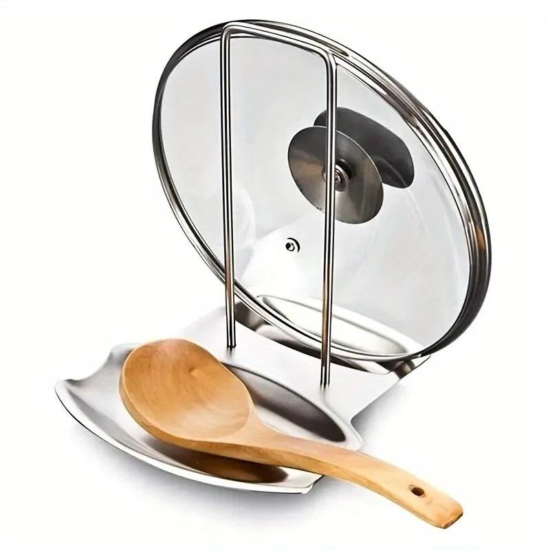 1pc Stainless Steel Pot Lid Holder with Detachable Drip Tray and Detachable Spoon Rest, Kitchen Sink Organizer for Thanksgiving, Christmas