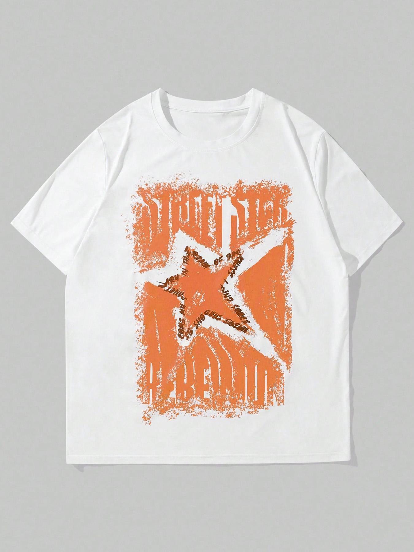 Unisex's Star Print Round Neck Tee, Casual Comfy Tee, Regular Fit Casual Fashion Short Sleeve T-shirt for Summer, Unisex Top for Daily Wear, Women