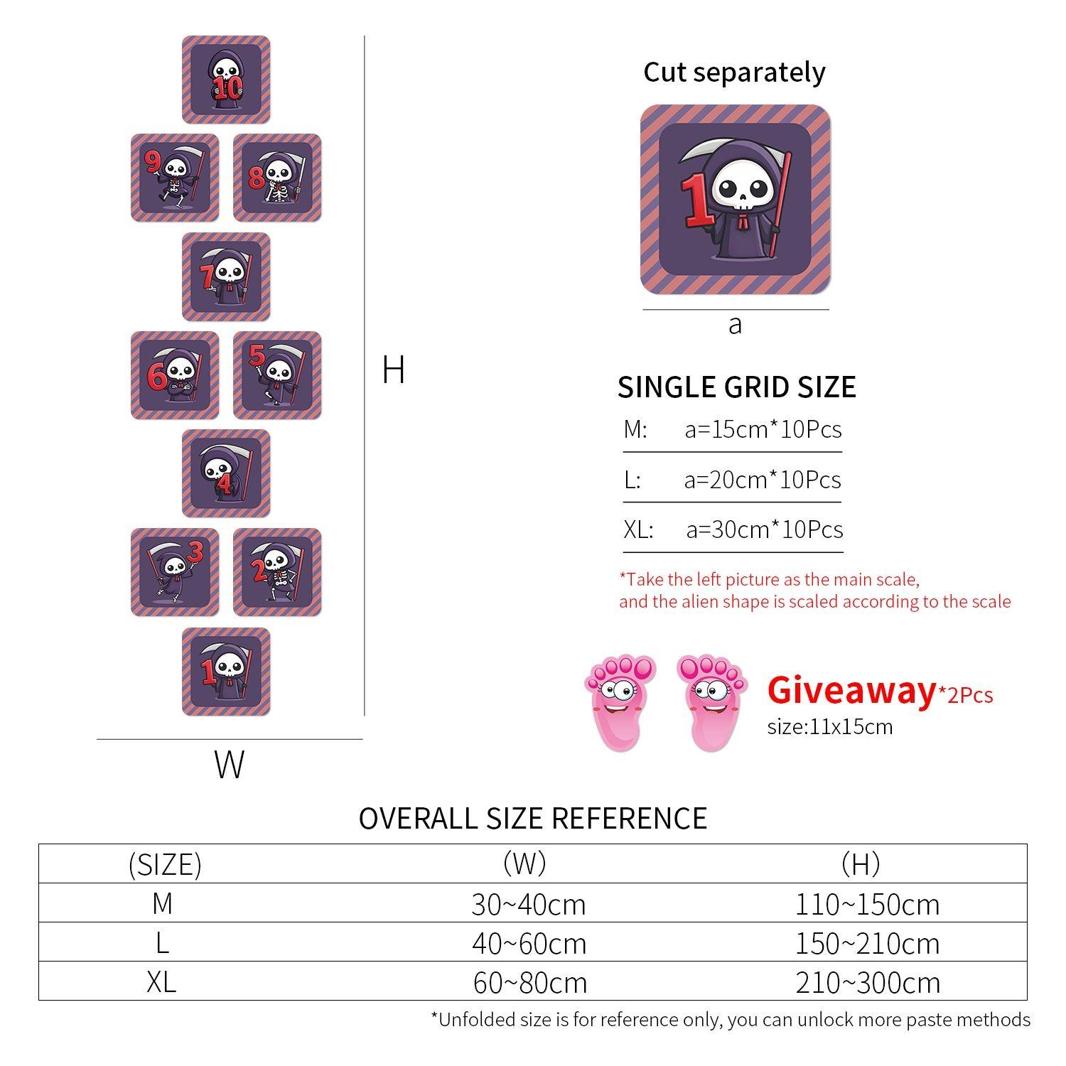 Hopscotch Floor Stickers 1-10 for Kids, Self-Adhesive, Reusable, Easy to Clean, Durable Game Decals for Playroom & Classroom