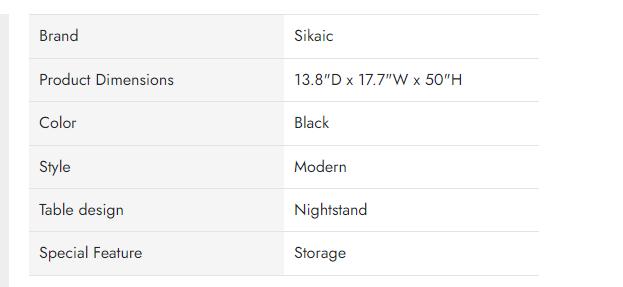 Sikaic LED Nightstand With Bookshelf Charging Station