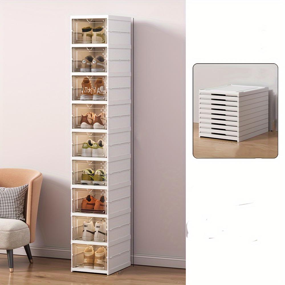 Stackable shoe storage box set, featuring front-opening waterproof transparent plastic storage boxes for easy access, perfect for wardrobes and entryways, shoe storage boxes