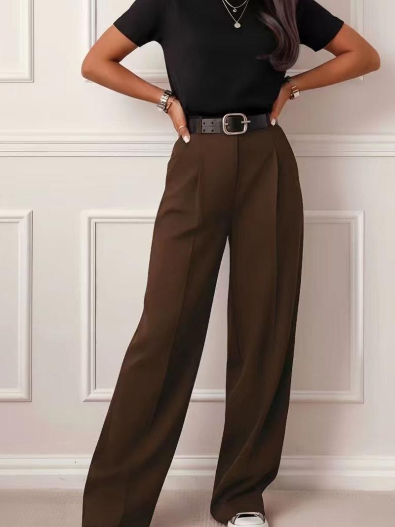 Women's Elegant Casual Business Wide Leg Pants, Pure Color, Suitable for Daily Wear, Home, Commuting, Office Style Women's Elegant Casual Business Wide Leg Pants, Pure Color, Suitable for Daily Wear, Home, Commuting, Office Style