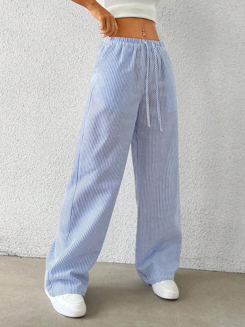 Women's Striped Print Loose Pants, Casual Comfy Wide Leg Trousers for Summer, Women's Bottoms for Daily Wear, Wideleg Womenswear, Lady